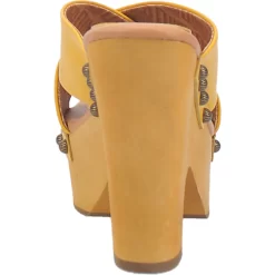 Dingo Womens Driftwood Studs Yellow Leather Sandals Shoes -Fashion Footwear Shop DI849 Yellow 4