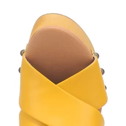 Dingo Womens Driftwood Studs Yellow Leather Sandals Shoes -Fashion Footwear Shop DI849 Yellow 6