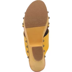 Dingo Womens Driftwood Studs Yellow Leather Sandals Shoes -Fashion Footwear Shop DI849 Yellow 7