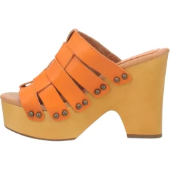 Dingo Womens Dagwood Orange Leather Studs Sandals Shoes -Fashion Footwear Shop DI853 Orange 3