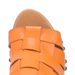 Dingo Womens Dagwood Orange Leather Studs Sandals Shoes -Fashion Footwear Shop DI853 Orange 6