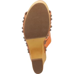 Dingo Womens Dagwood Orange Leather Studs Sandals Shoes -Fashion Footwear Shop DI853 Orange 7
