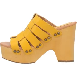 Dingo Womens Dagwood Yellow Leather Studs Sandals Shoes -Fashion Footwear Shop DI853 Yellow 3
