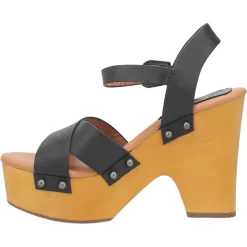 Dingo Womens Woodstock Black Leather Studs Sandals Shoes -Fashion Footwear Shop DI879 Black 3