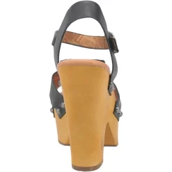 Dingo Womens Woodstock Black Leather Studs Sandals Shoes -Fashion Footwear Shop DI879 Black 4