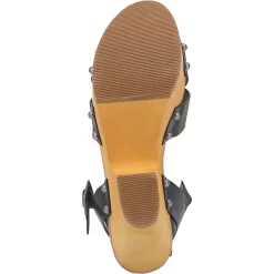 Dingo Womens Woodstock Black Leather Studs Sandals Shoes -Fashion Footwear Shop DI879 Black 7