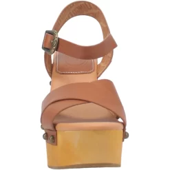 Dingo Womens Woodstock Tan Leather Studs Sandals Shoes -Fashion Footwear Shop DI879 Tan 5