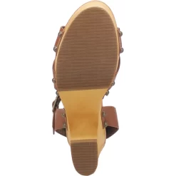 Dingo Womens Woodstock Tan Leather Studs Sandals Shoes -Fashion Footwear Shop DI879 Tan 7