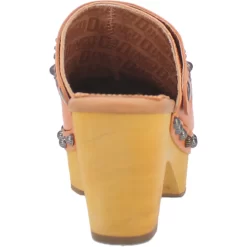 Dingo Womens Deadwood Orange Leather Studs Clogs Shoes -Fashion Footwear Shop DI917 Orange 4