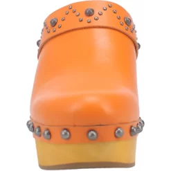 Dingo Womens Deadwood Orange Leather Studs Clogs Shoes -Fashion Footwear Shop DI917 Orange 5