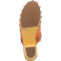 Dingo Womens Deadwood Orange Leather Studs Clogs Shoes -Fashion Footwear Shop DI917 Orange 7