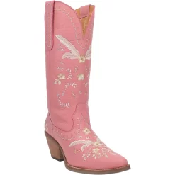 Dingo Womens Full Bloom Cowboy Boots Leather Pink