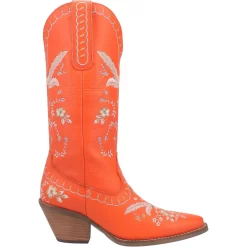 Dingo Womens Full Bloom Cowboy Boots Leather Orange -Fashion Footwear Shop DI939 Orange 2