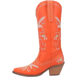 Dingo Womens Full Bloom Cowboy Boots Leather Orange -Fashion Footwear Shop DI939 Orange 3