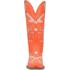 Dingo Womens Full Bloom Cowboy Boots Leather Orange -Fashion Footwear Shop DI939 Orange 5