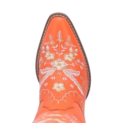 Dingo Womens Full Bloom Cowboy Boots Leather Orange -Fashion Footwear Shop DI939 Orange 6