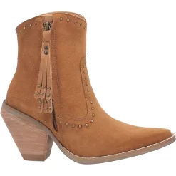 Dingo Womens Classy N Sassy Bootie Cowboy Boots Leather Camel Suede -Fashion Footwear Shop DI952 Camel Suede 2