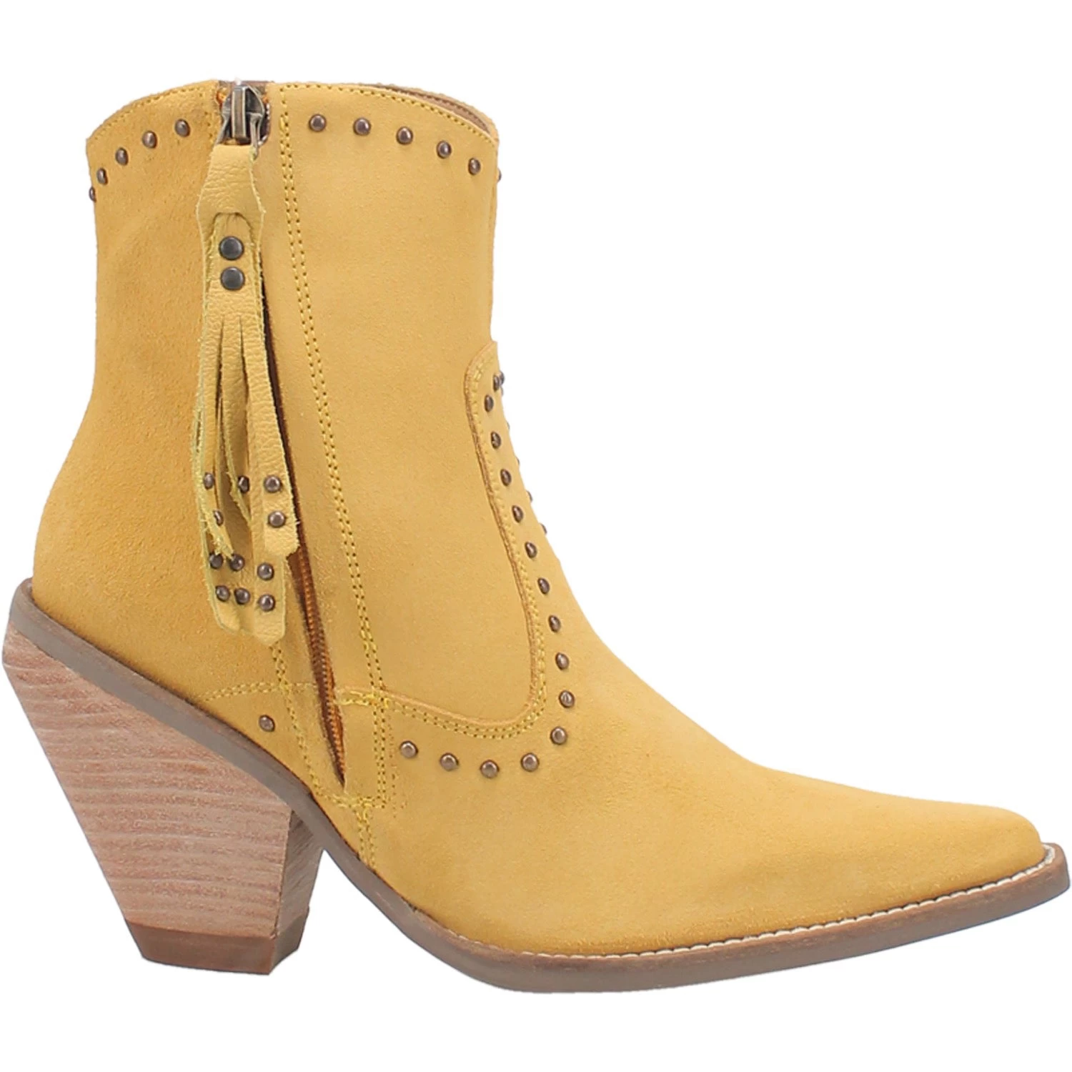 Dingo Womens Classy N Sassy Bootie Cowboy Boots Leather Yellow Suede 3 Dingo Womens Classy N Sassy Bootie Cowboy Boots Leather Yellow Suede - Image 3