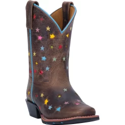 Dan Post Kids Girls Starlett Cowboy Boots Leather Brown/Multi