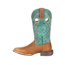 Durango Womens Wheat/Tidal Teal Leather Lady Rebel Pro Cowboy Boots -Fashion Footwear Shop DRD0353 instep profile