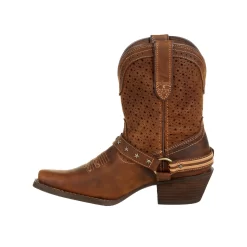 Durango Womens Bomber Brown Leather Crush Ventilated Shortie Boots -Fashion Footwear Shop DRD0375 instep profile