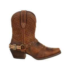 Durango Womens Bomber Brown Leather Crush Ventilated Shortie Boots -Fashion Footwear Shop DRD0375 profile