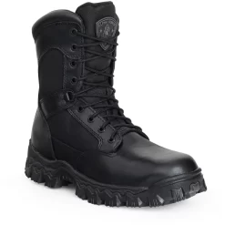 Rocky Boots Rocky Mens Black Leather Alphaforce Waterproof Zipper Duty Boots
