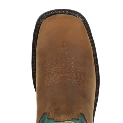 Georgia Womens Brown/Green Leather Carbo-Tec ST WP Cowboy Boots -Fashion Footwear Shop GB00386 birdseye