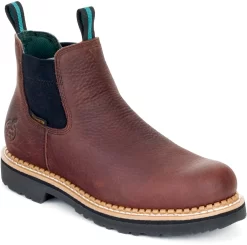 Georgia Mens Soggy Brown Leather WP High Romeo Ankle Boots -Fashion Footwear Shop GR500