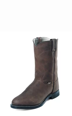 Justin Mens Brown Cow Leather Western Boots Farm N Ranch Roper