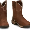 Justin 8in WP Womens Cedar Brown Rush Leather Work Boots