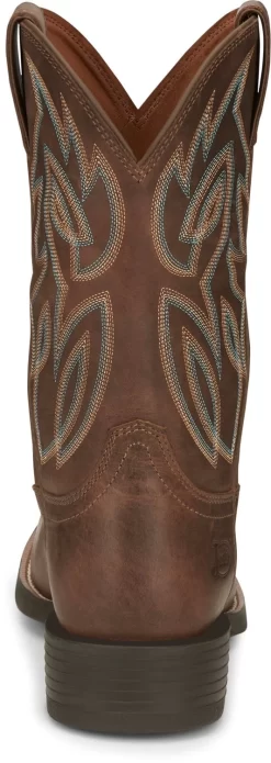 Justin 11in Mens Pecan Rendon Leather Cowboy Boots -Fashion Footwear Shop JST 006 SE7530