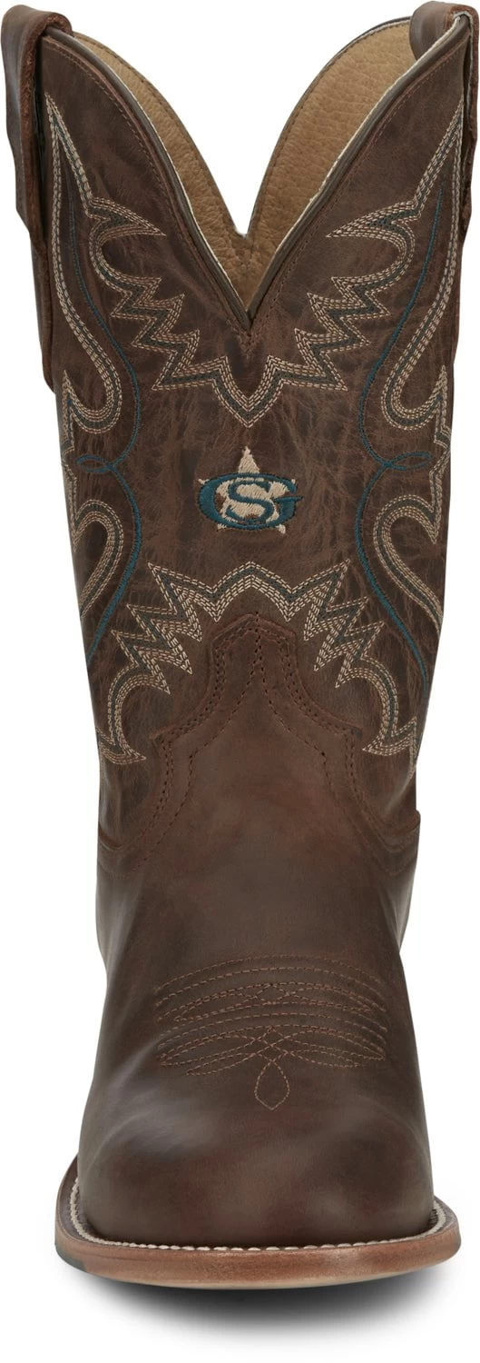 Justin 11in Mens Rich Mahogany Wells Leather Cowboy Boots 4 Justin 11in Mens Rich Mahogany Wells Leather Cowboy Boots - Image 4