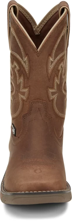 Justin Kids Unisex Saddle Tan Rush Junior Leather Cowboy Boots -Fashion Footwear Shop JST 008 JK4330