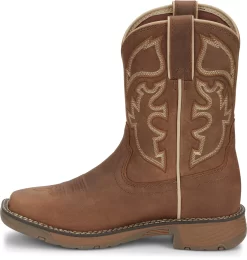 Justin Kids Unisex Saddle Tan Rush Junior Leather Cowboy Boots -Fashion Footwear Shop JST 009 JK4330