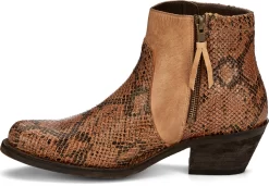 Justin 5in Zip Womens Natural Tan Nel Leather Ankle Boots -Fashion Footwear Shop JST 009 RM131