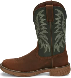 Justin 11in Mens Forest Green Rush Leather Cowboy Boots -Fashion Footwear Shop JST 009 SE7401