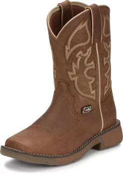 Justin Kids Unisex Saddle Tan Rush Junior Leather Cowboy Boots -Fashion Footwear Shop JST 010 JK4330