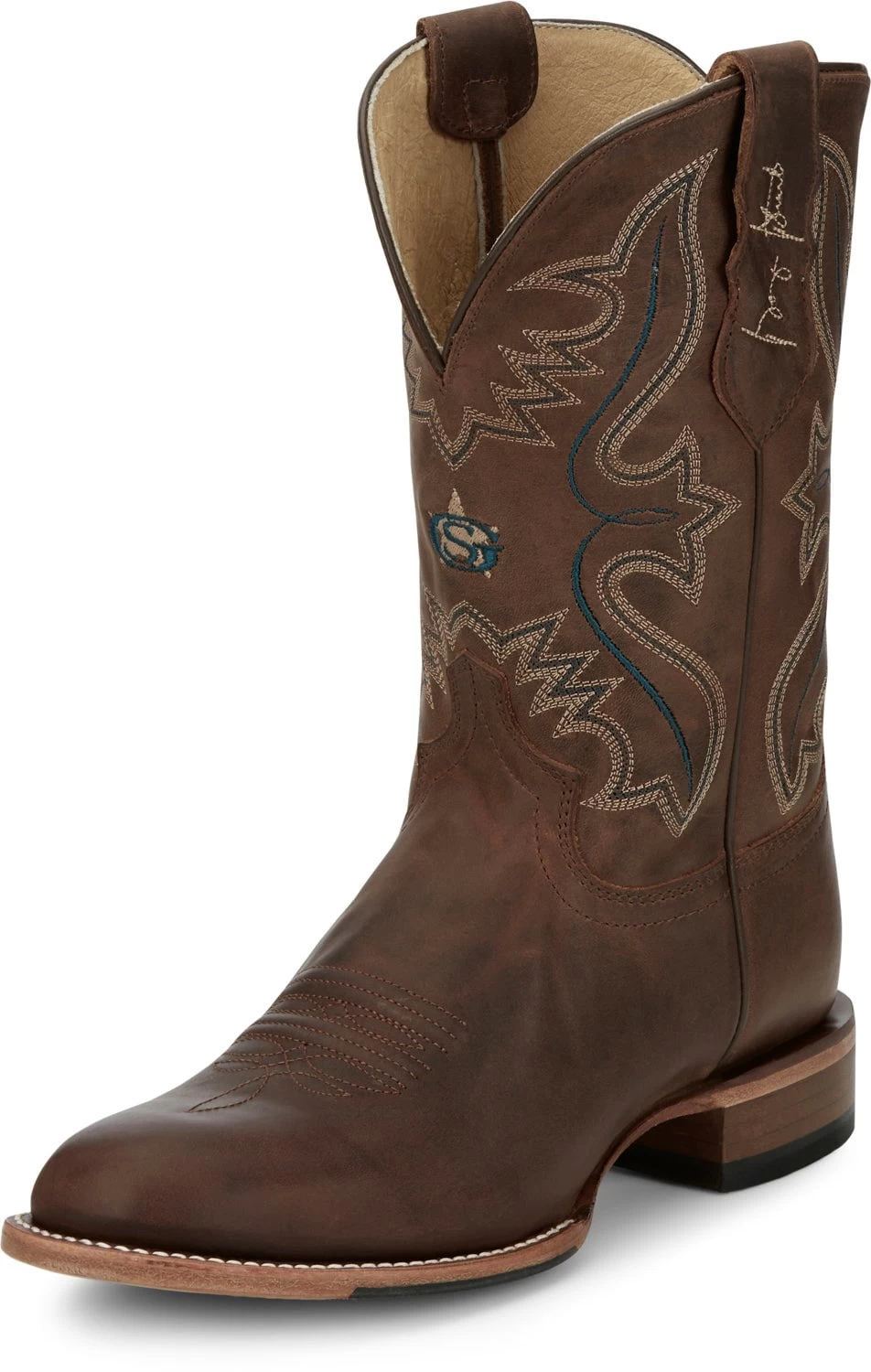 Justin 11in Mens Rich Mahogany Wells Leather Cowboy Boots 6 Justin 11in Mens Rich Mahogany Wells Leather Cowboy Boots - Image 6