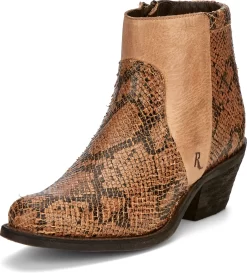 Justin 5in Zip Womens Natural Tan Nel Leather Ankle Boots -Fashion Footwear Shop JST 023 RM131