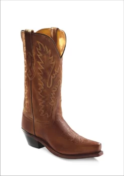 Old West Tan Canyon Womens All Leather 12in Snip Toe Cowboy Western Boots 7.5 B