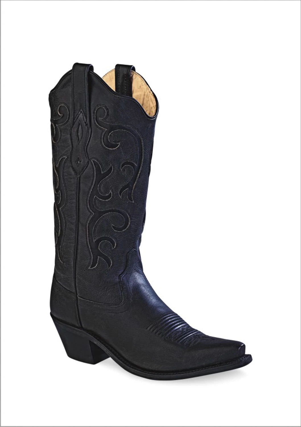Old West Black Womens All Over Leather 12in Snip Toe Stitch Cowboy Boots 7 B 1 Old West Black Womens All Over Leather 12in Snip Toe Stitch Cowboy Boots 7 B