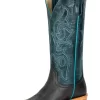 Miss Macie Bean Womens Navy Explosion Leather Top Hand Fashion Boots