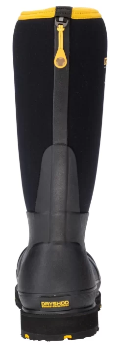 Dryshod Mens Adjustable Gusset ST Black/Yellow Rubber Work Boots -Fashion Footwear Shop STT UH BK 005