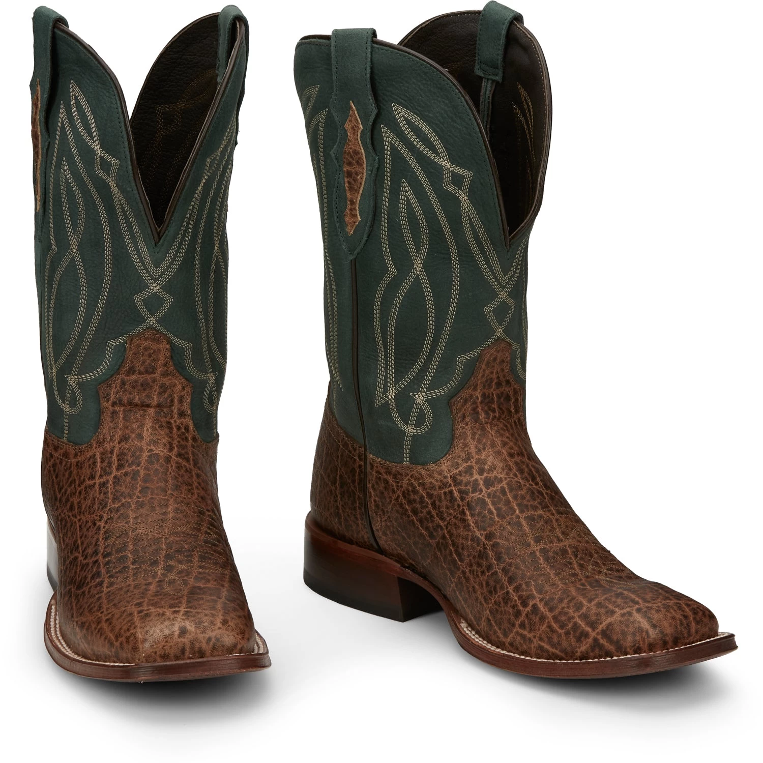 Tony Lama 11in 1911 Croc Mens Walnut/Green Tapadera Leather Cowboy Boots 2 Tony Lama 11in 1911 Croc Mens Walnut/Green Tapadera Leather Cowboy Boots - Image 2