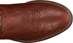 Tony Lama 13in R Toe Mens Cognac Smooth Quill Ostrich Cowboy Boots -Fashion Footwear Shop TNL 005 O6081