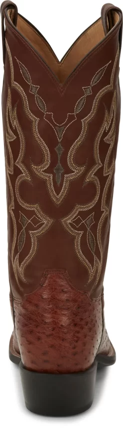 Tony Lama 13in R Toe Mens Cognac Smooth Quill Ostrich Cowboy Boots -Fashion Footwear Shop TNL 006 O6081