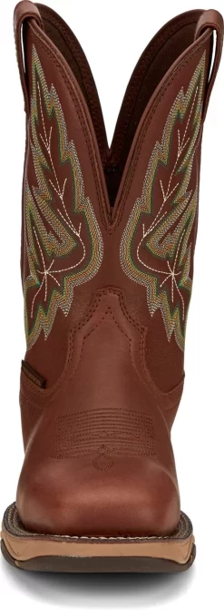 Tony Lama 11in Water Buffalo ST Mens Russet Burgess Leather Cowboy Boots -Fashion Footwear Shop TNL 008 RR3371