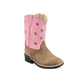 Old West Pink/Tan Toddler Girls Faux Leather Zipper Cowboy Boots